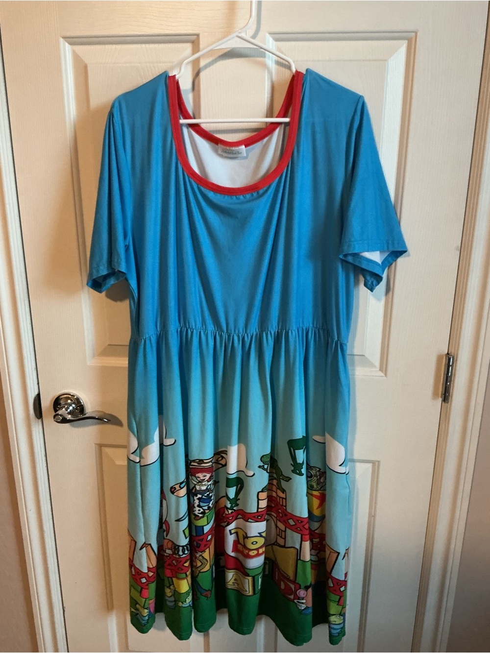 Disney Toy Story Women's Blue Midi Dress with Pockets